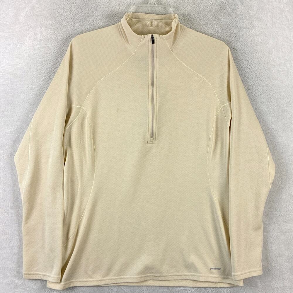 Patagonia Capilene 3 Pullover Mens L Ivory 1/2 Zip Midweight Polartec Baselayer